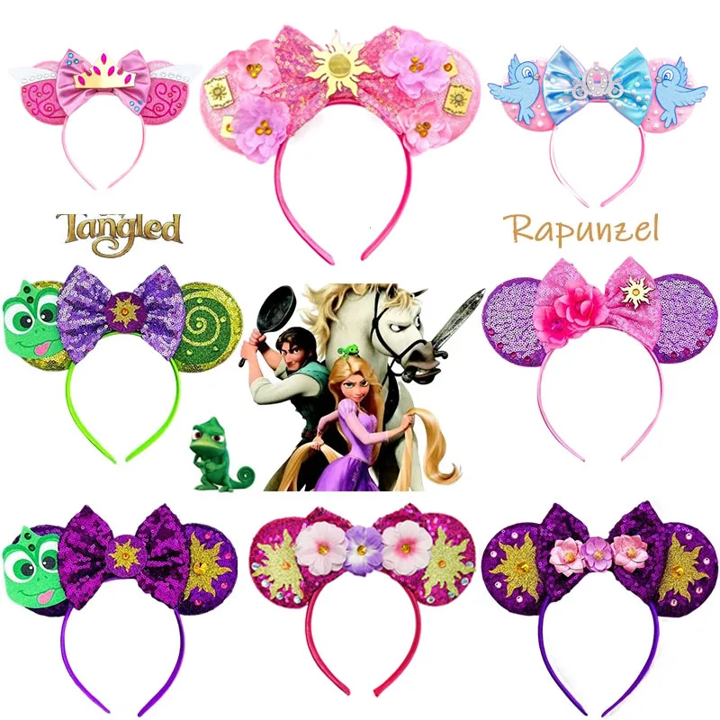 6 Fasce Per Capelli Per Bambine Con Fiocchi E Paillettes Glitterate, Elastiche E Antiscivolo, Accessori Festa - 2