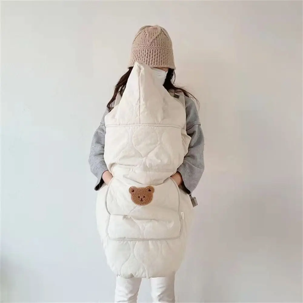 Cartoon Bear Baby Stroller Blanket Windproof Adjustable Waist Toddler Trolley Cover Soft Waterproof Infant Hooded Cloak Travel