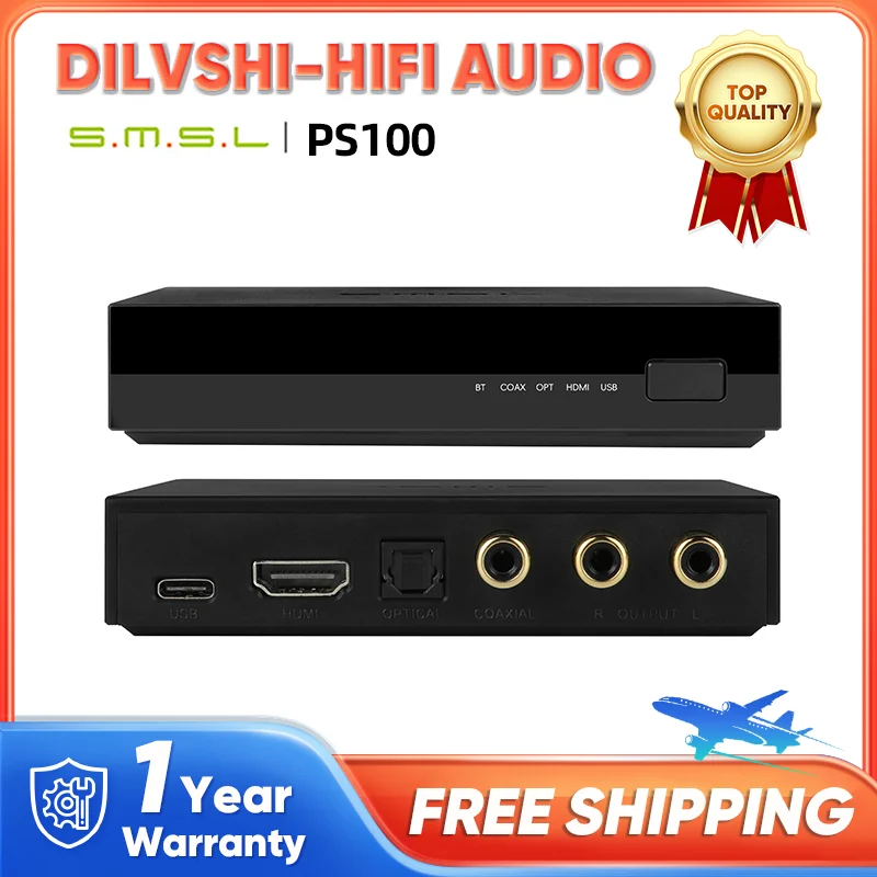 SMSL PS100 Multifunctional Audio Converter ES9023 DAC Chip Home Car Music Audio Converter 24Bit 192kHz HDMI (ARC) For TV audio converter adapter audio converter audio converter amplifier