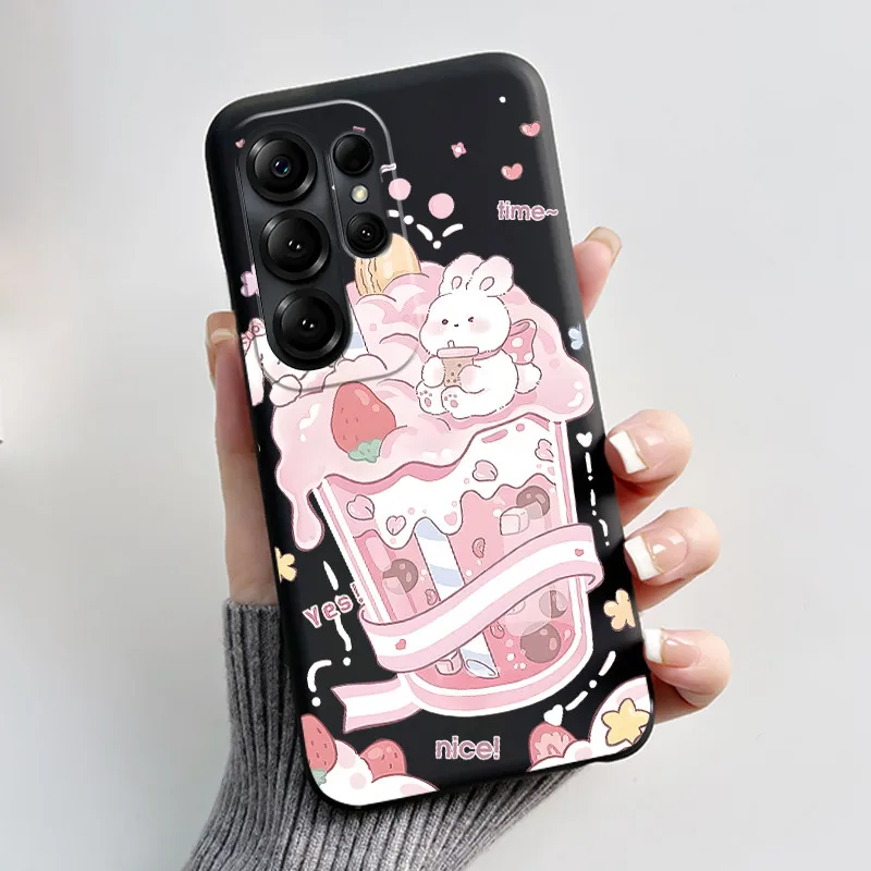 Luxury Cute Love Heart Rabbit Cartoon Funny Black TPU Soft Silicone Protective Phone Case
