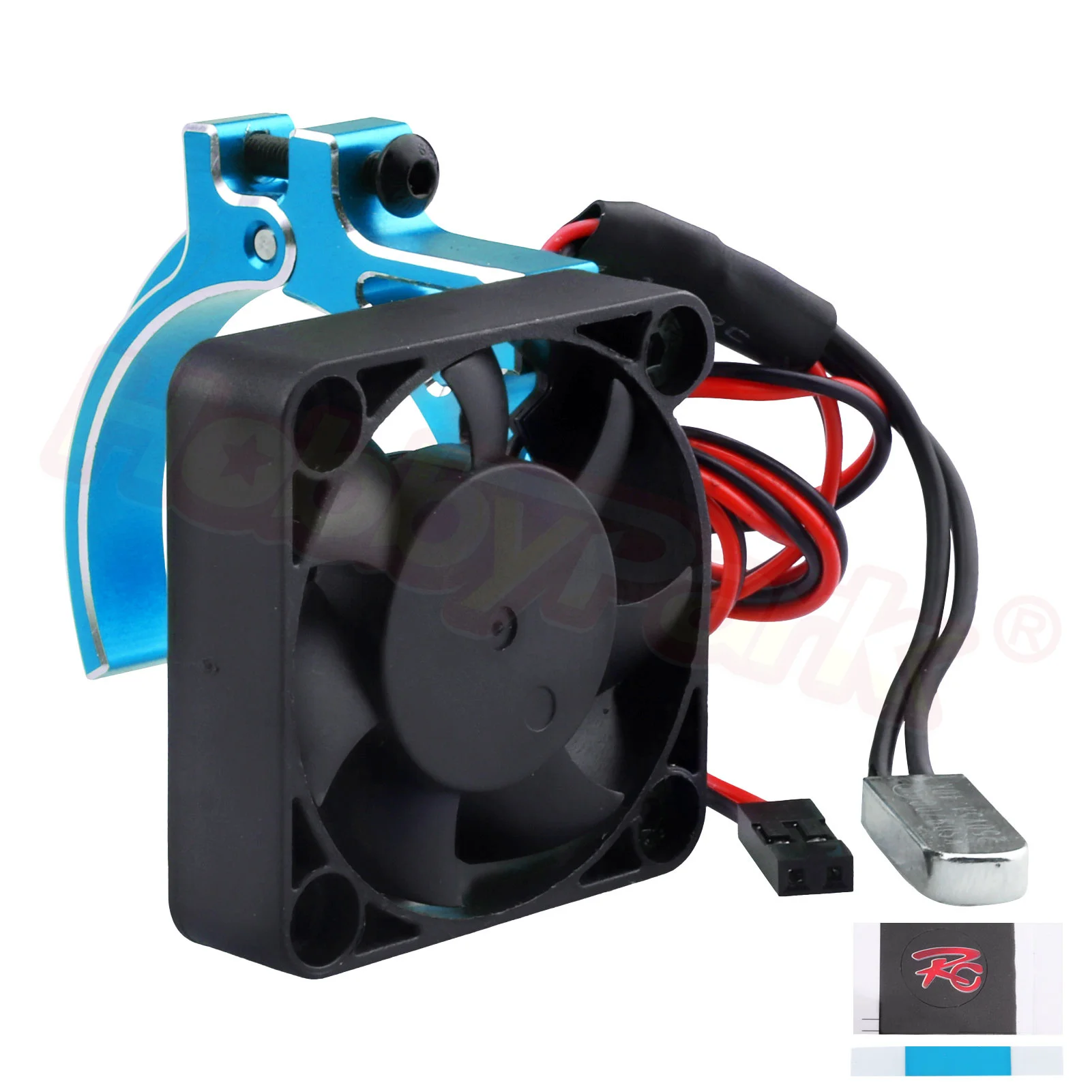 

HobbyPark Aluminum Heat Sink Cooling Fan with Thermal Sensor Clamp for 42mm Diameter Motors fit 4268 4274 Brushless Motor