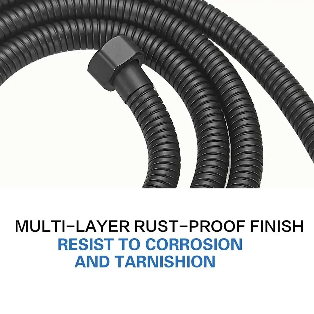 1.5/2m Hose Black Stainless Steel Garden Water Hose Handheld Shower Pipe Flexible Tube Anti-winding Bathroom Accessories Pipes