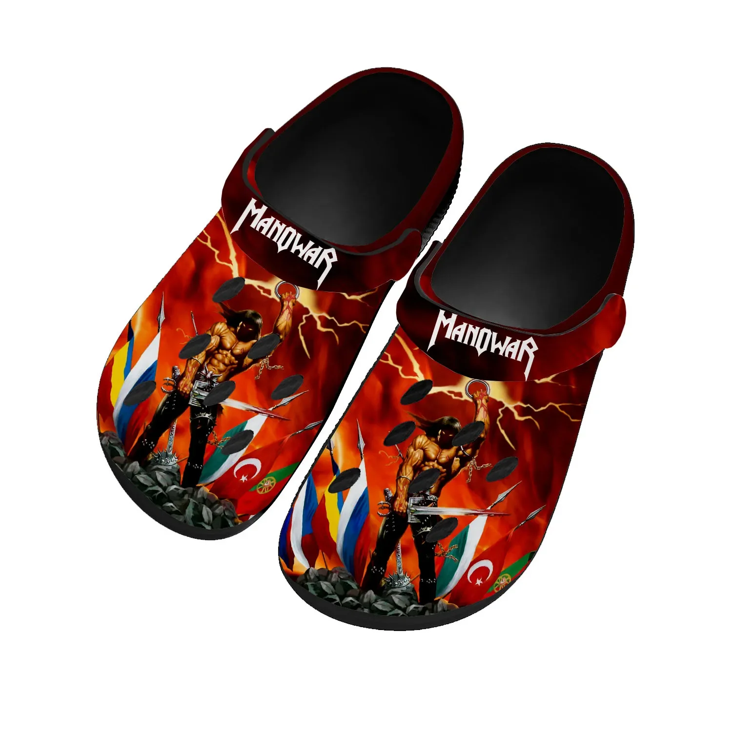 

Manowar Band Home Clogs Custom Water Shoes Mens Womens Teenager Shoe Garden Clog Customized Breathable Beach Hole Slippers Black