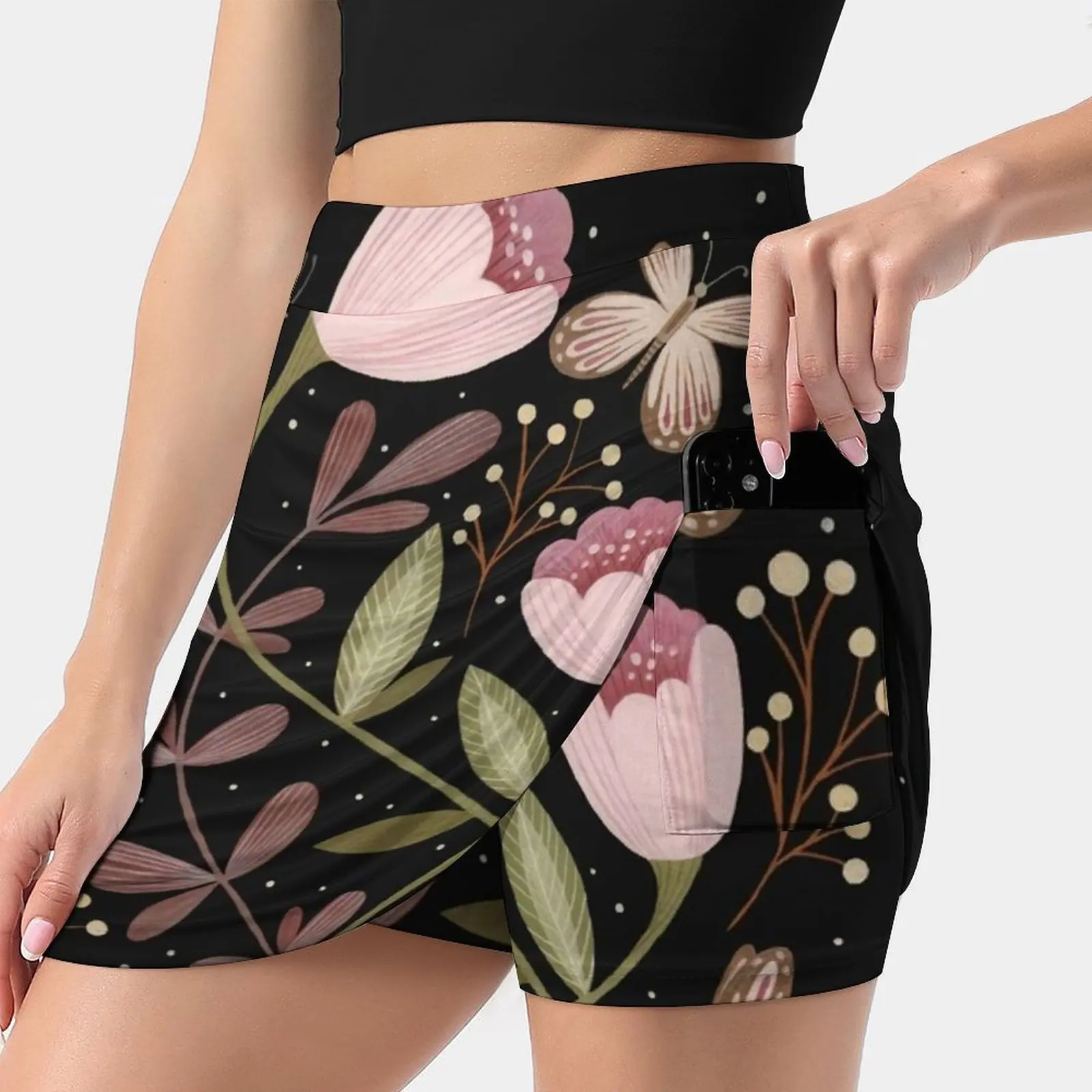 

Flowers And Butterflies Korean Fashion Skirt Summer Skirts For Women Light Proof Trouser Skirt Gouache Flower Flowers Floral