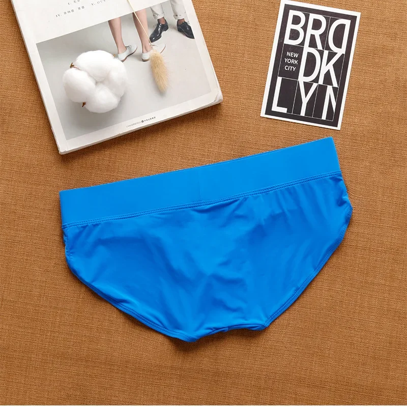 Men's underwear low waist sexy tide letter elastic close-fitting ice silk youth briefs 5