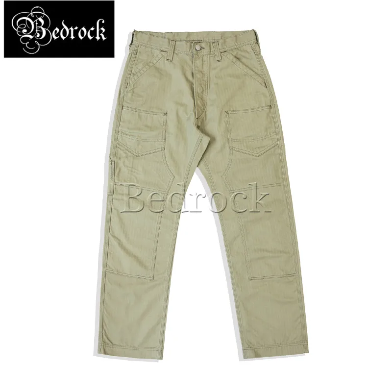 Herringbone Pattern Underground Work Suit Pants For Men High Waist Loose Straight Tube Locomotive Casual Pants Freewheelers Men