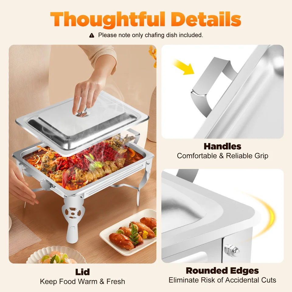 Dishes Plates ASEN Chafing Buffet Stove Food Warmer 9L 8 Quart Stainless Steel Foldable For SelfService Restaurant Catering Parts 231213 From 576,96 € | DHgate - View #14