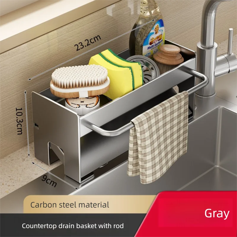 Compact Kitchen Sink Organizer and Sponge Holder Drying Rack