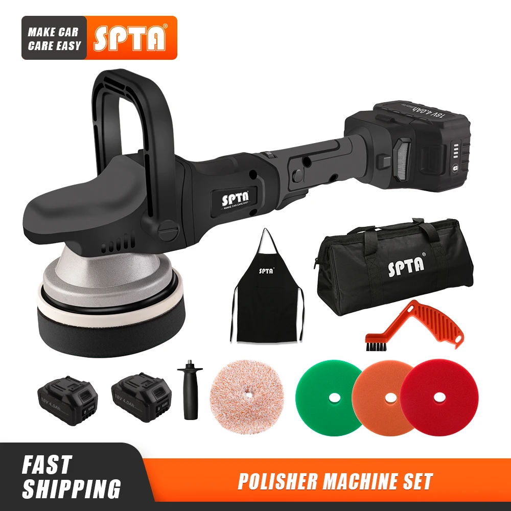 Spta 125Mm Cordless Forced Dual Action Orbit 18V 4000Ahm Set Di Lucidatrici A Batteria Per Lucidatura Ceretta Utensili Elettrici
