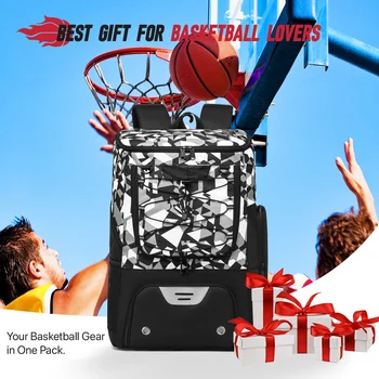 Sports Training Equipment Basketball Backpack with Separate Ball holder & Shoes Compartment Gym Backpack for Basketball Soccer 2