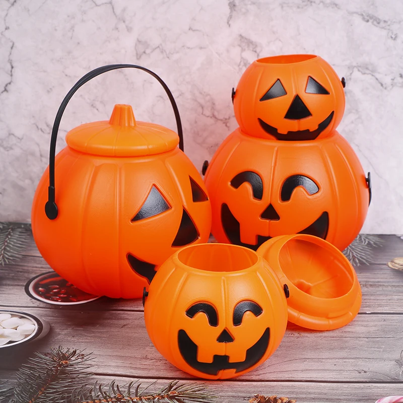 Halloween Christams Party Props Plastic Pumpkin Bucket Candy Box