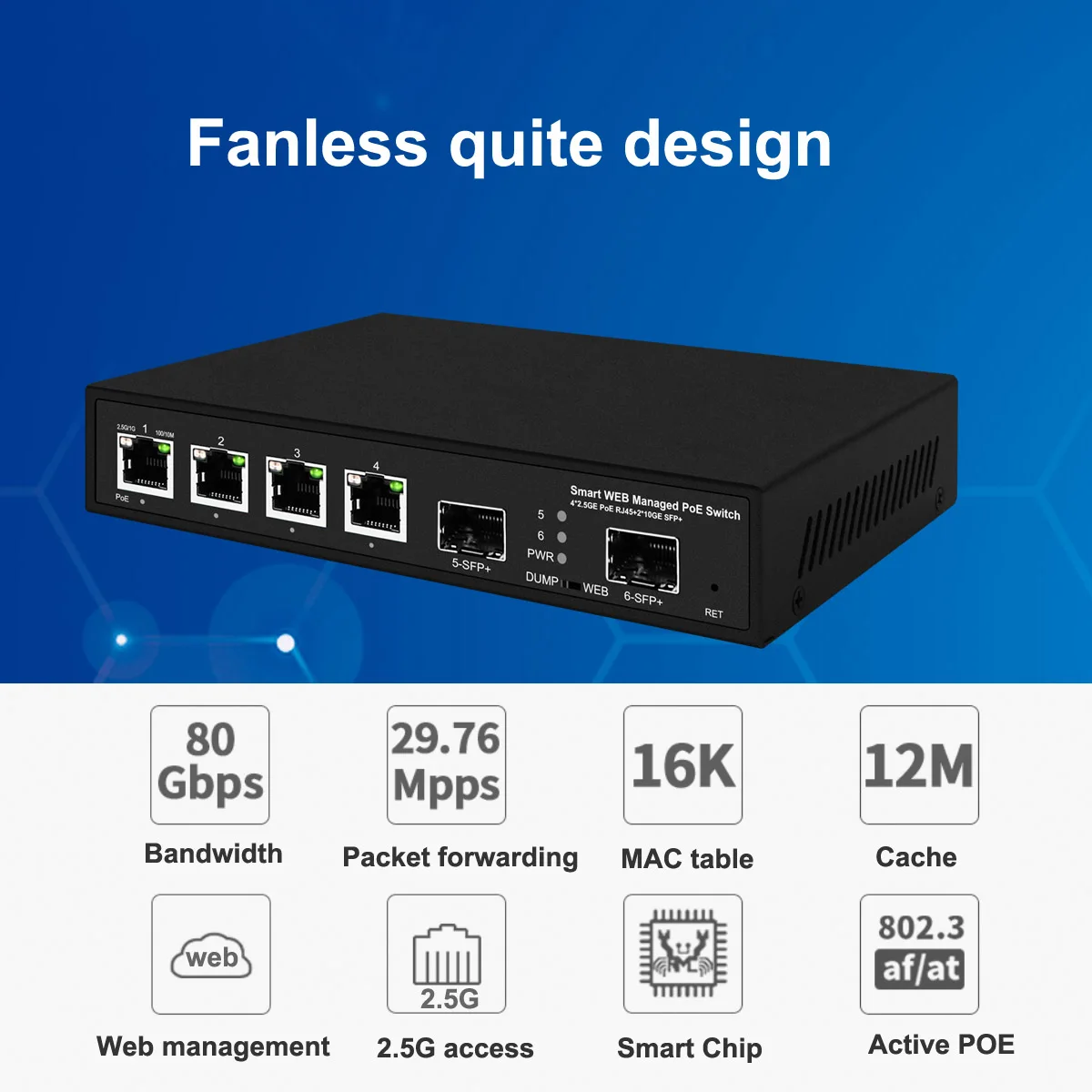 Portas Switch Poe Portas 2.5go com 2x10gb Sfp Mais Upink 802.3bt at 4 - Imagem 5