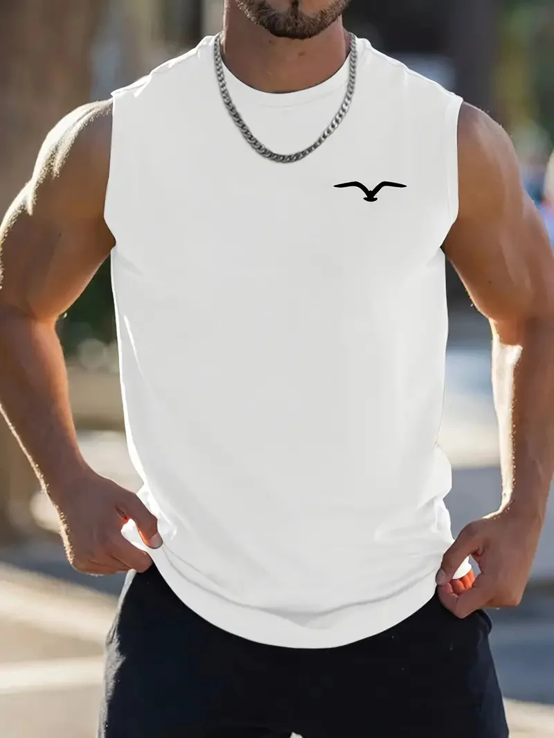 Gilet sportivo da uomo senza maniche, girocollo, T-shirt fitness alla moda, traspirante, a maniche corte - Image 4