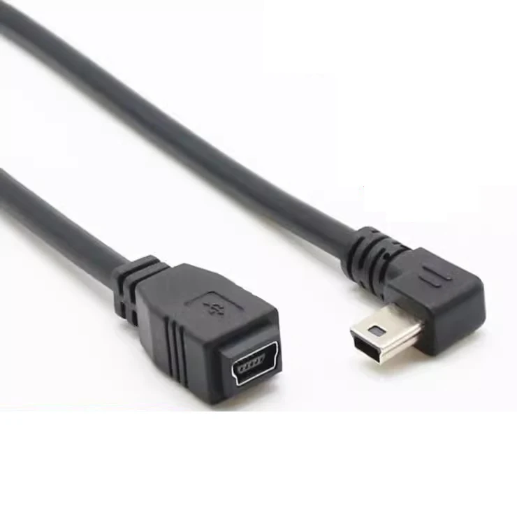 25CM 90 Degree Right & Left & Up Down Angled Mini USB 2.0 5Pin Male to Female Extension cable Mini-usb for GPS Receiver
