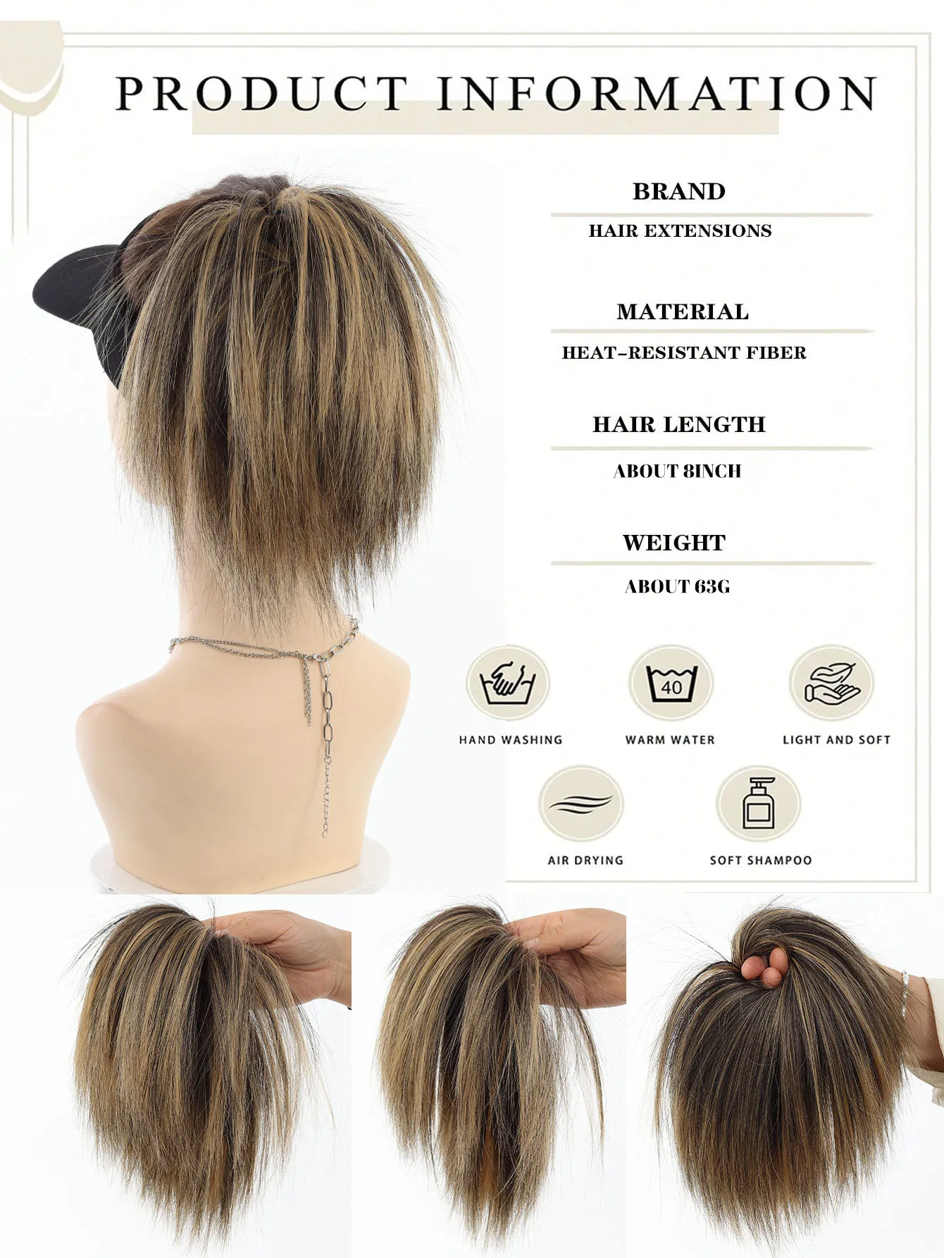 Synthetic Hair Bun Extensions for Women Straight Fluffy Chignon