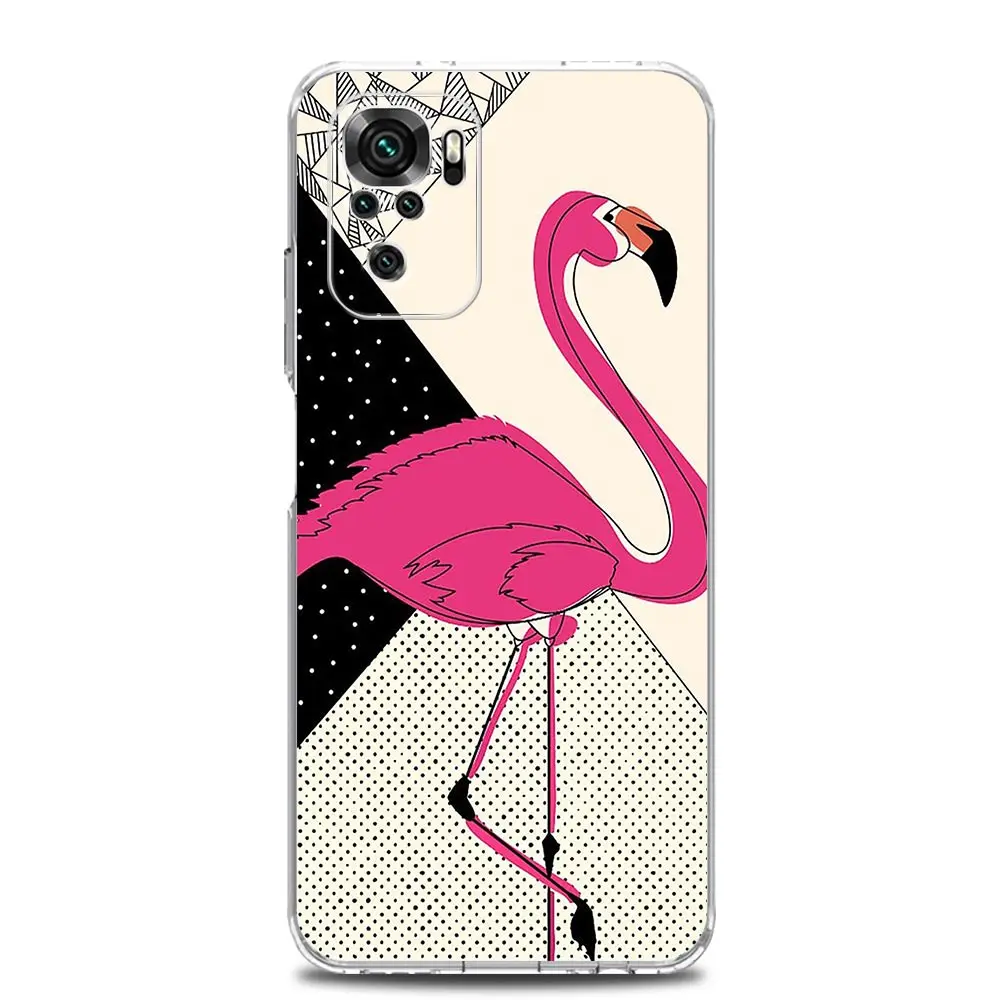 Clear Pink Flamingo Leaf Design Phone Case