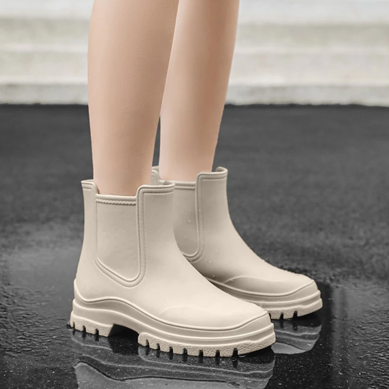 Rubber Boot for Women's Rain Shoes Waterproof Work Garden Galoshes Fishing Rainboots Skateboard Ankle Kitchen Shoes Footwear