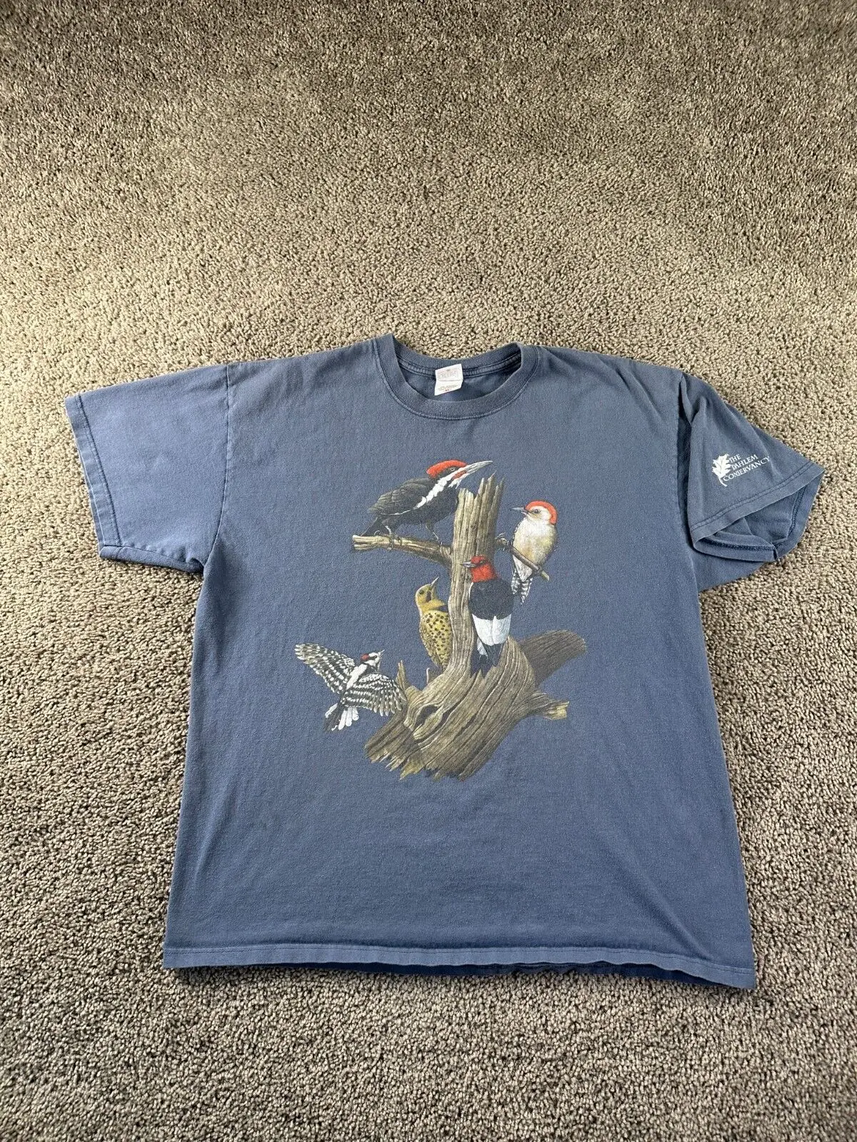 Maglietta Woodpecker Mens Extra Large Blue Downy Red Headed Pileated Flicker Difetti Maniche Lunghe O Corte