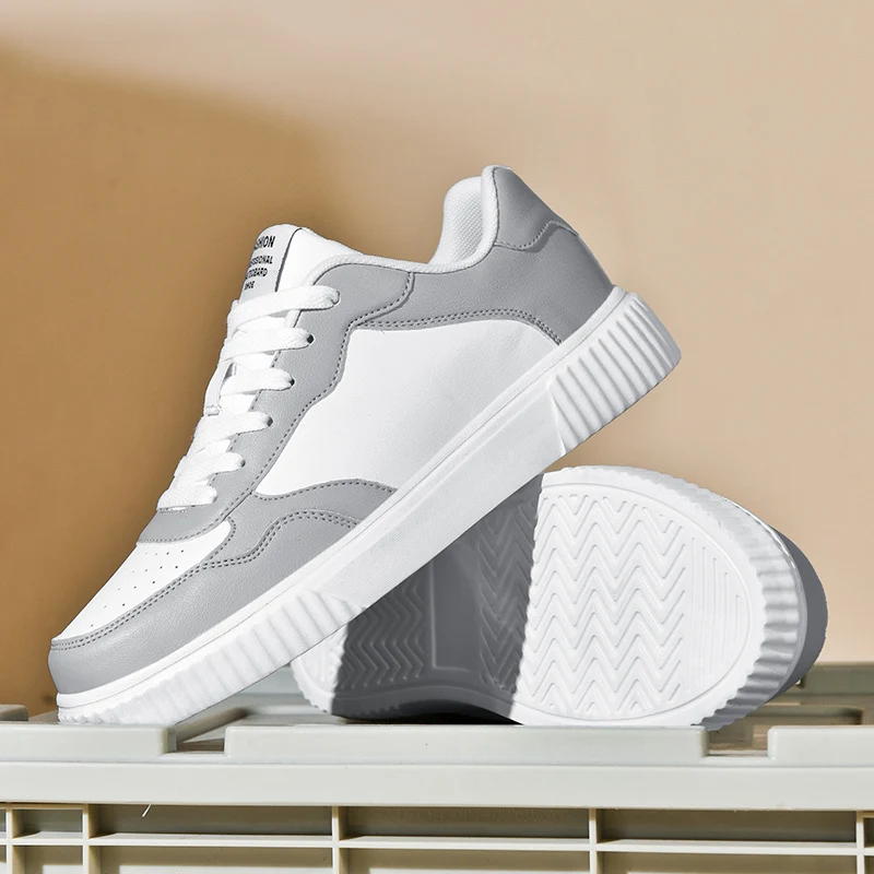PU Leather Men Sneakers Flat Sports Sneakers Vulcanized Shoes Breathable Casual Trainers Water-proof Walking Running Footwear 5