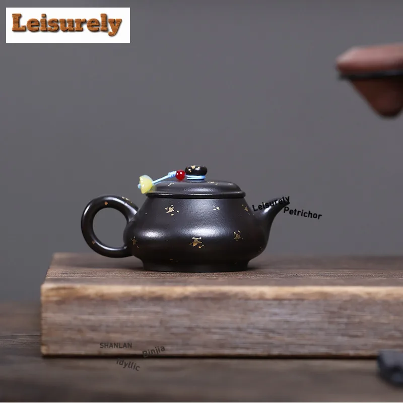 160ml Traditional Yixing Purple Clay Teapots Handmade Sprinkle Gold Pot Raw Ore Dahongpao Mud Kettle With Strainer Zisha Tea Set