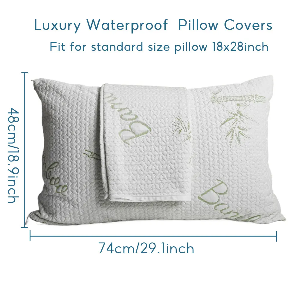 1pc  Waterproof Pillow Protector Covers Bamboo Pillow Cover  Allergy Dust & Mite Proof Zippered Pillowcase 5