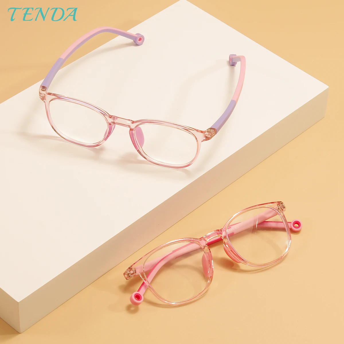 Kids Boy Girl Flexible Light Glasses Frame Square Full Rim Large Diopter Spectacles Myopia Presbyopia Prescription Lenses
