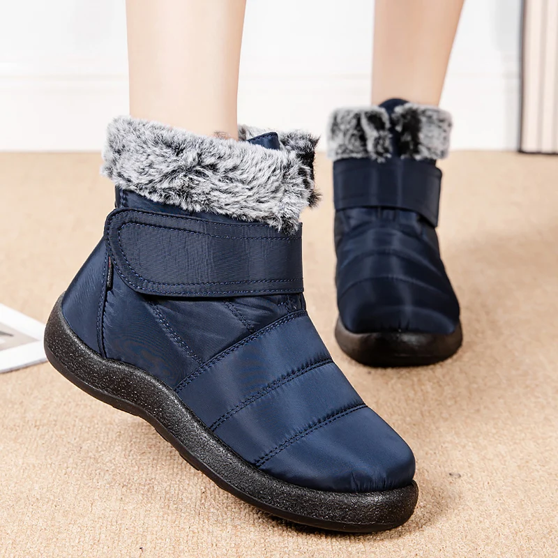 Womens Waterproof Boots Made Of Looped Rabbit Fur