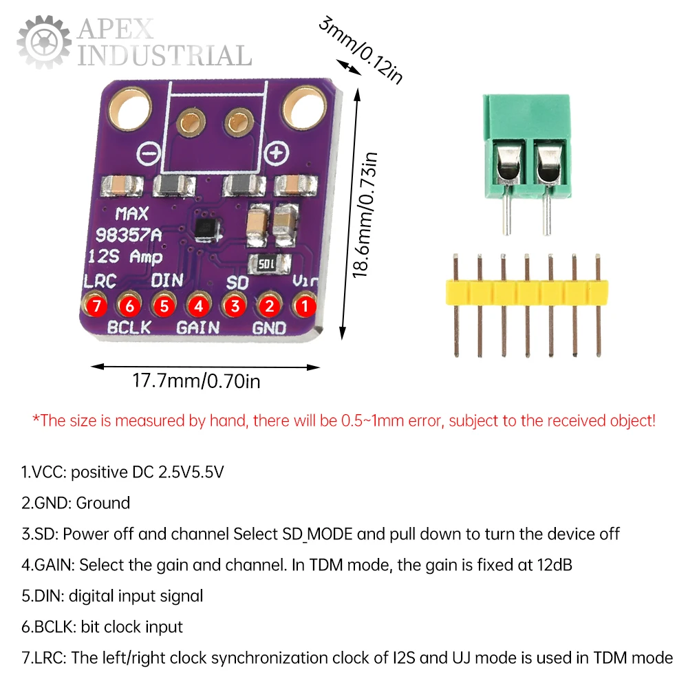 【Worldwide Delivery】 MAX98357 I2S Class D Audio Amplifier Module ...