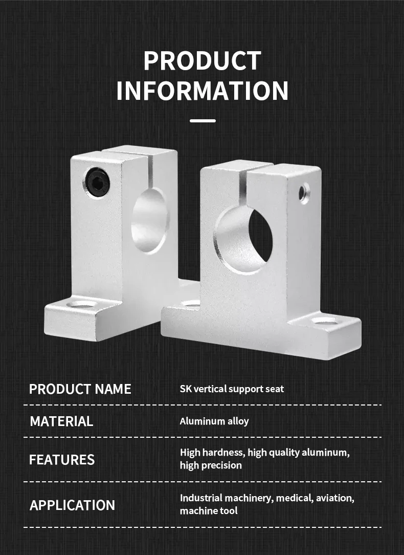 Hochpräziser 2-teiliger optischer Achsenwellenlagerstahl, Durchmesser 8/10 mm, Länge 100–1500 mm + 2 Stück SCS8/10UU/LUU-Block + 4 Stück SHF8/SK10 – Detail 10