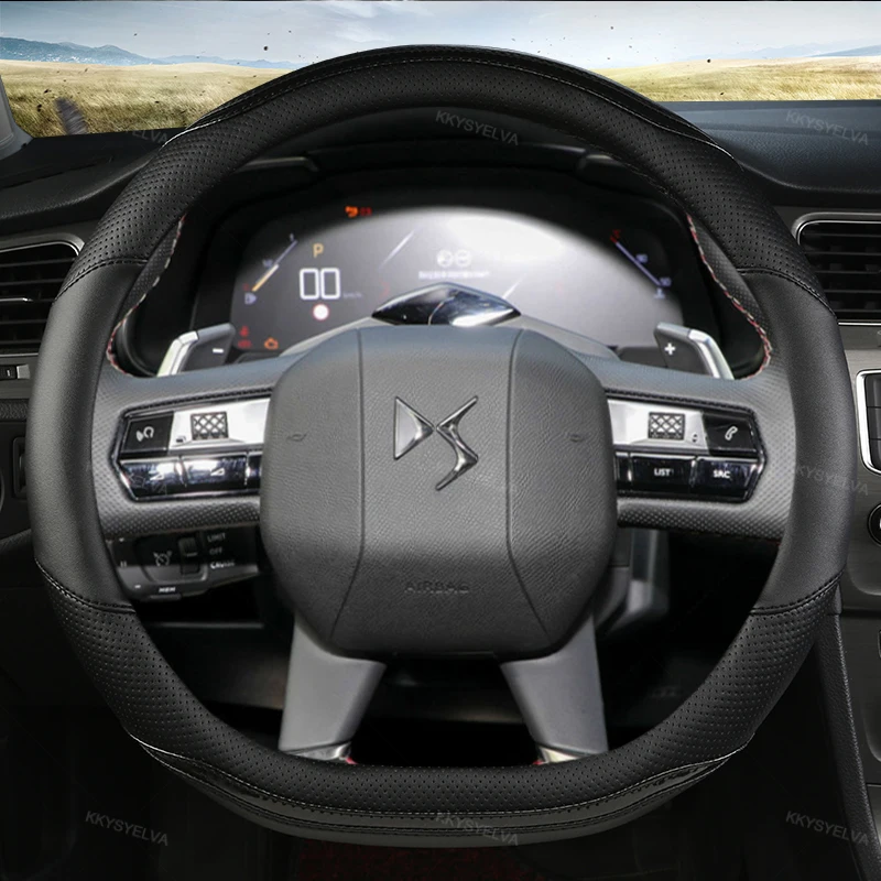 Carbon Fiber +Leather Car Steering Wheel Cover For Citroen C3-Xr C4 Sega C4L Elysee Ds3 Ds4 Ds5 Ds6 Ds7 Ds9 Auto Accessories