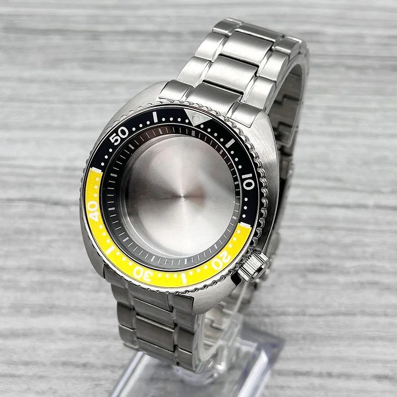Silbernes 6105 6309 Turtle Abalone Uhrengehäuse mit Saphirglas, passend für NH35 NH36 4R35 7S Uhrwerke, 28,5mm Zifferblattgehäuse, modifiziertes Teil – Detail 1