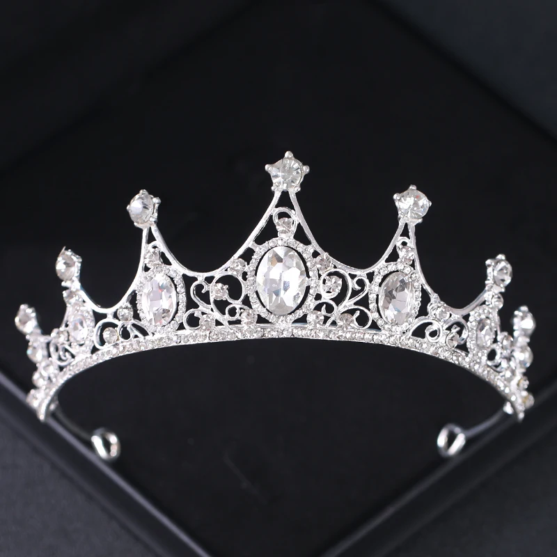 Corona Nuziale Con Strass | Diadema Principessa | Argento | Per Matrimoni E Feste