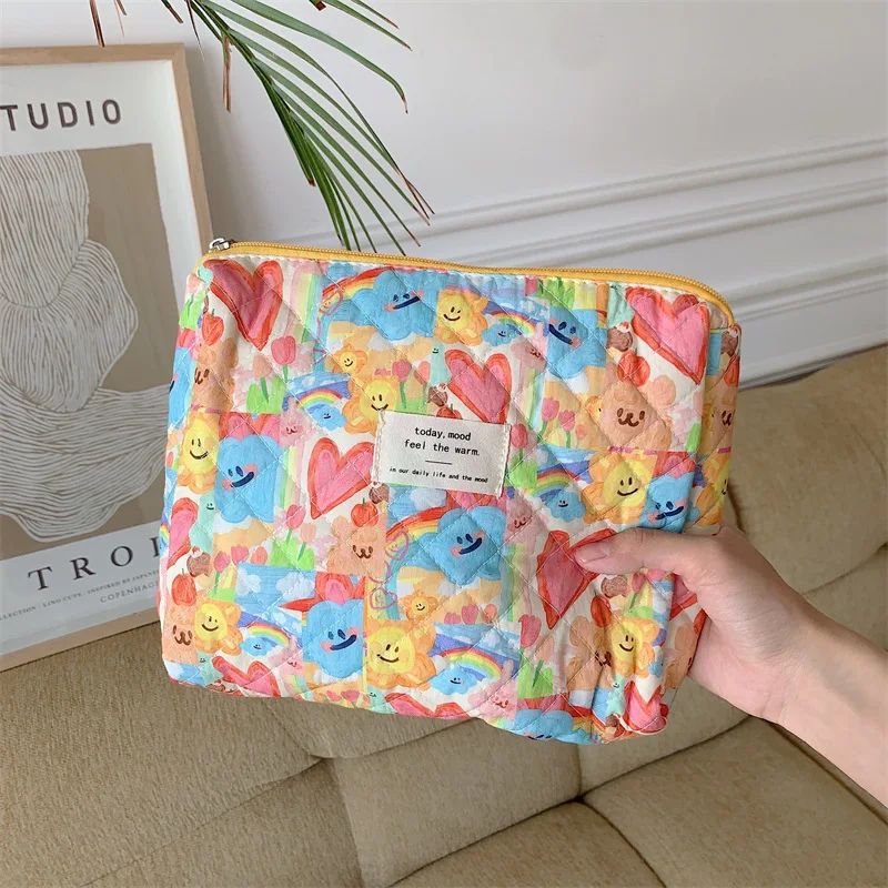 Floral Cosmetics Organizers Storage Pouch Korean Quilted Women's Cosmetic Makeup Case Bag Portable Toilet Bag Female Handbags