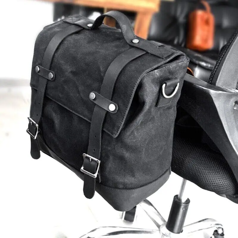 Wax Canvas Motorcycle Bag Vintage Side Bag for Men Crossbody Bag Box  Messenger Bags Travel Luggage Bag for Motorcycle