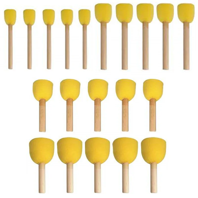 5pcs Round Sponges Brush Set Stencil Sponge Brushes DIY Painting Sponges  Children Drawing Craft Brushes with