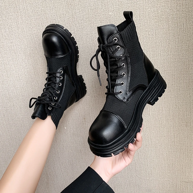 

2023 new women's round toe boots handmade retro street style fall and winter warm flat ankle boots