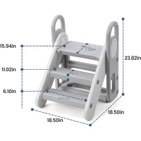 Foldable Toddler Step Stool for Bathroom Sink, Adjustable 3 Steps Ladder for Toddlers with Handles, Folding Nursery Step Stool 4