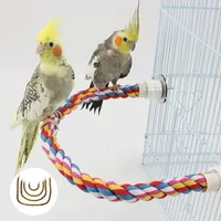 Bird Bite Toy Multi-color Parrot Standing Woven Rope Toy  Bird Chew Toy Bendable Pet Parrot Standing Perches  For Parakeet 1