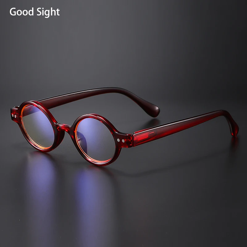 Red Frame Retro Men\'s Reading Glasses Blue Light Blocking Glasses Vintage Round Glasses Women +1.5+2+2.5+3+3.5+4