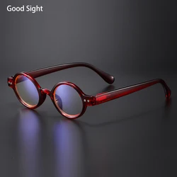 Retro Round Blue Light Blocking Reading Glasses - Unisex Vintage Design (Red)