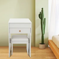 40*37cm Vanity Table with Mirror, Compact Makeup Vanity with Storage Compartments and Stool, Dressing Table for Bedroom White 2