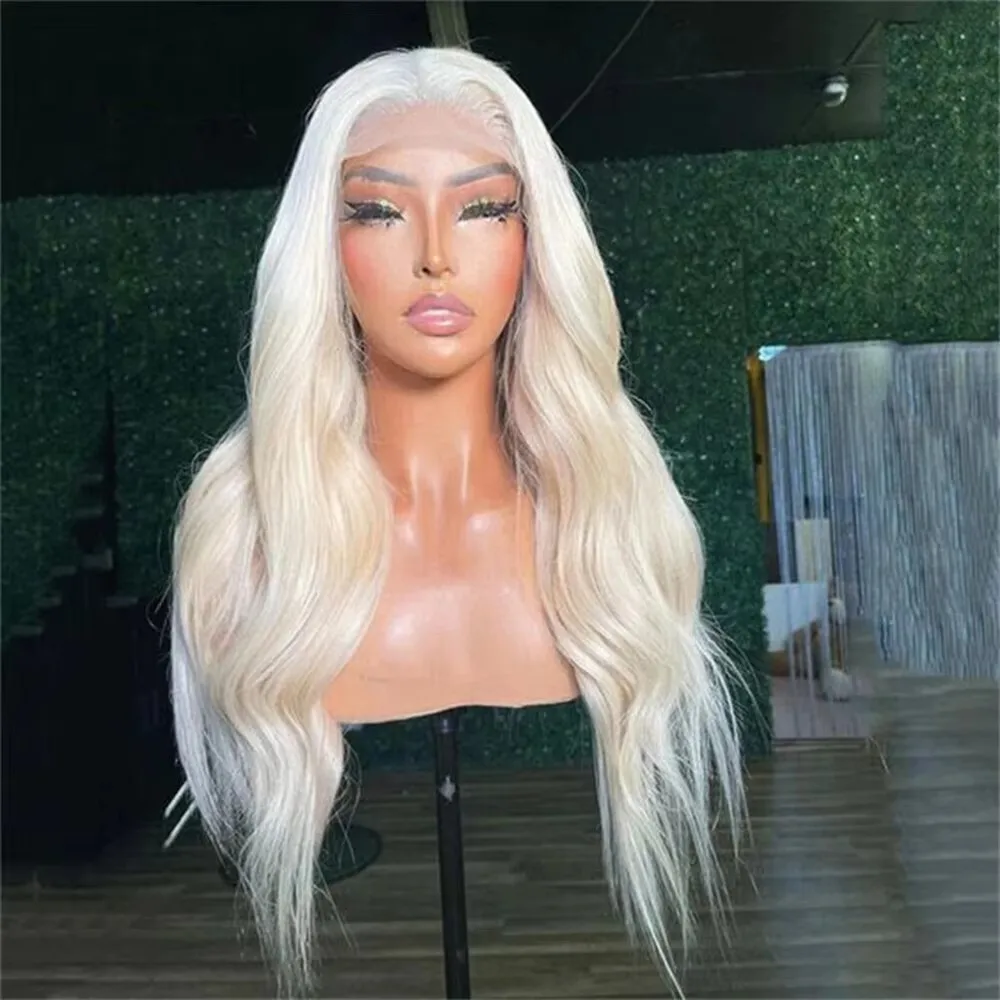 ZXBMALWIGS Synthetic 13X4 Body Wave Blonde 60# Lace Front Wigs for Women Glueless Cosplay Hair Heat Resistant Fiber Daily