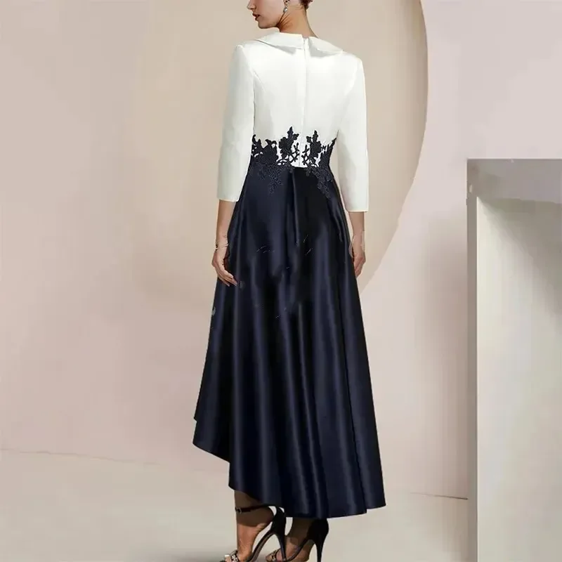 Mother Bride Dress Elegant V-Neck 3/4 Satin A-Line Wedding Guest Party Skirt for Women Formal Prom Gowns Customized mother bride dresses women party dresses