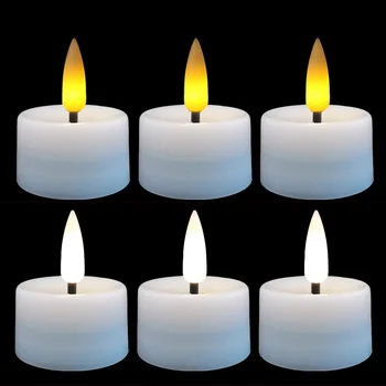 LED 깜박이는 양초 조명, 배터리 구동 깜박이는 차 조명, 불꽃 없는 양초, 생일 웨딩 파티 장식, 6 개, 12 개