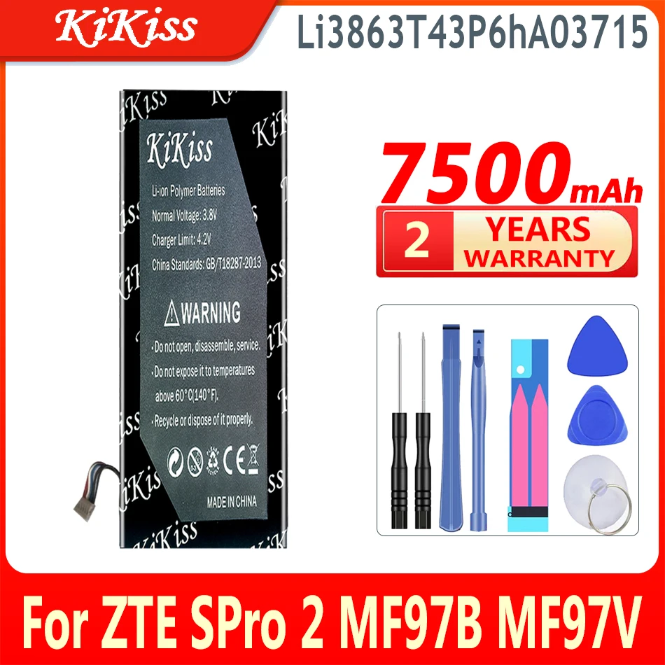 

7500mAh KiKiss Li3863T43P6hA03715 Battery For ZTE SPro 2 II / S Pro 2 II / MF97 MF97B MF97V MF97G phone Acumulator