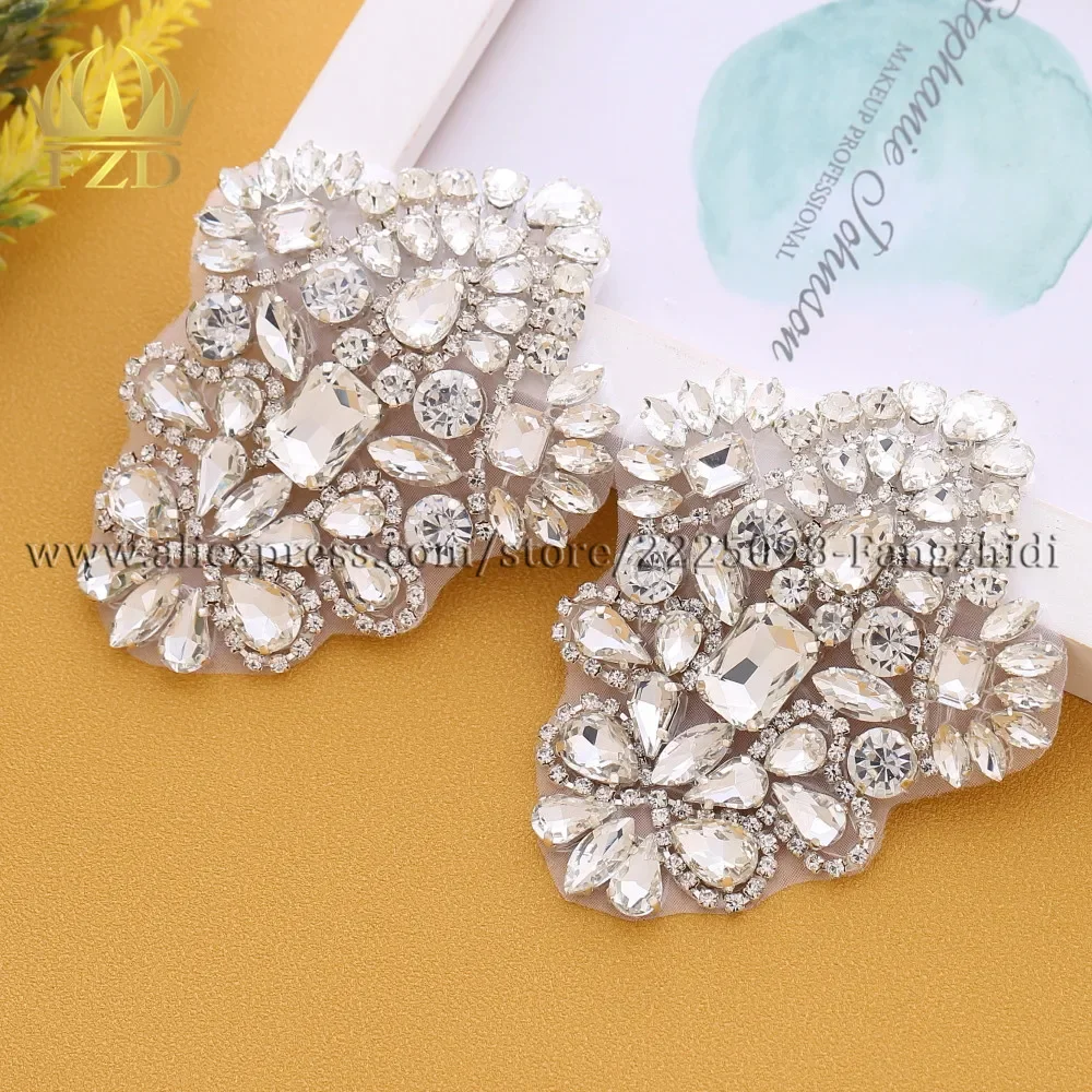 

FZD 10 Pairs DIY Rhinestones Applique Patches For Wedding Dresses Sew On Crystal Strass Rhinestones Beaded Sash Belt FA-1536