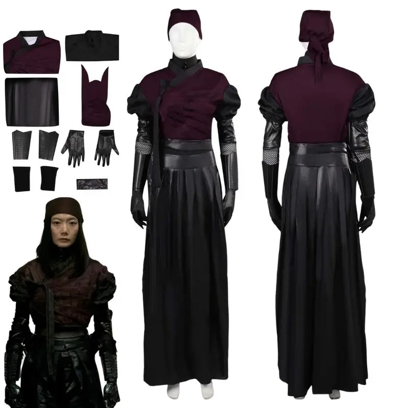 

Nemesis Cosplay Rebel Moon Costume Coat Dress Gloves Headscarf for Adult Women Fantasia Outfit Female Disguise Halloween Costume