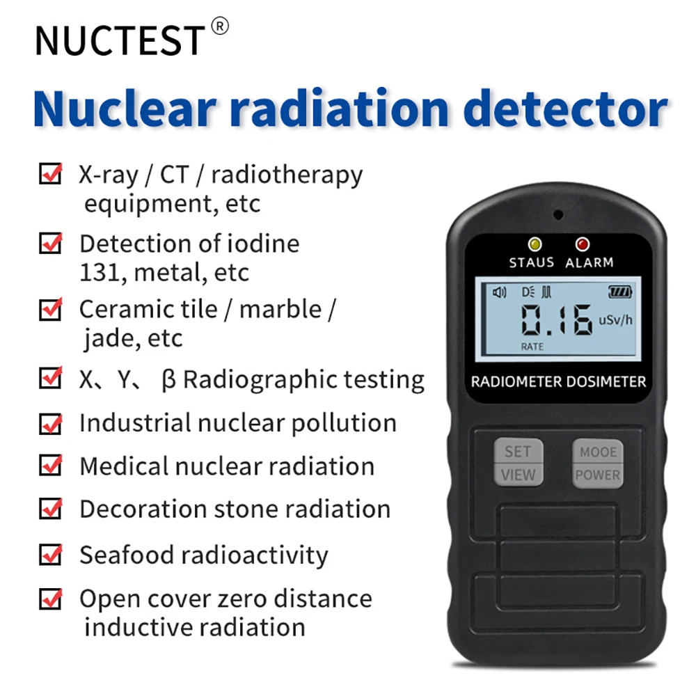 NT6102 Geiger Counter Nuclear Radiation Detector X-ray Beta Gamma Detect Marble Radioactive Tester Personal Dosimeter