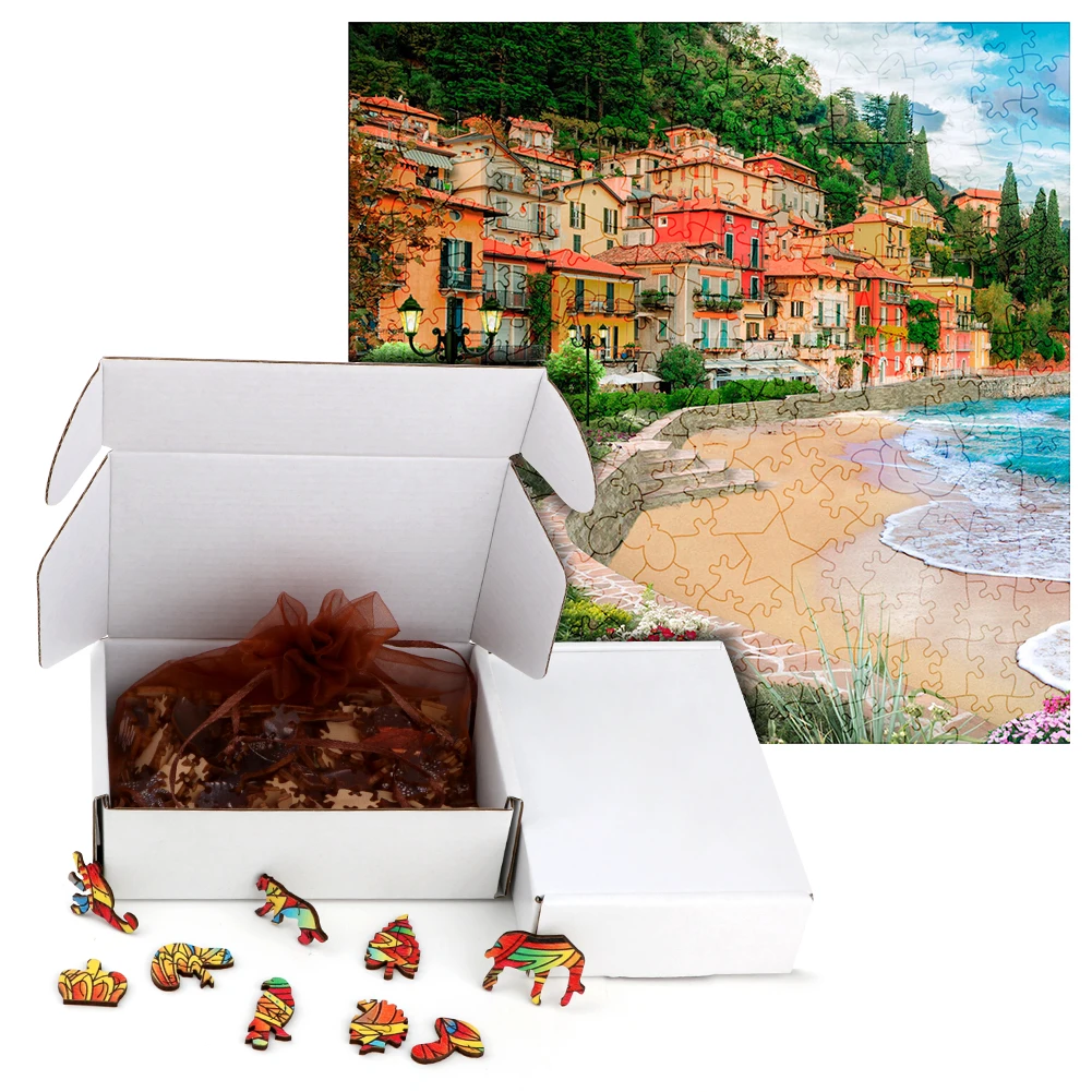 Amazing Wooden Puzzles Italian Bay Landscape Wood Jigsaw Puzzle Craft Irregular Family Interactive Puzzle Gift for Friend Gather 5
