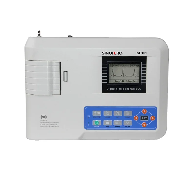 Single Channel 1 Channel 12 Lead Sinohero SE101 Digital Elektrokardiograph ECG Machine EKG Machine With Printer And PC Software